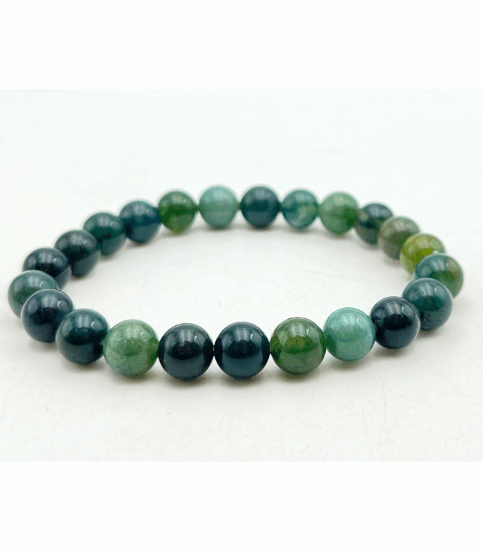 Moss Agate Single Stone Bracelet