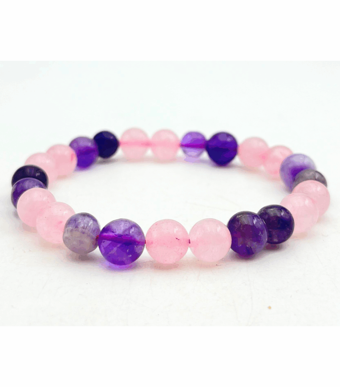 Rose Quartz, Amethyst Single Stone Bracelet