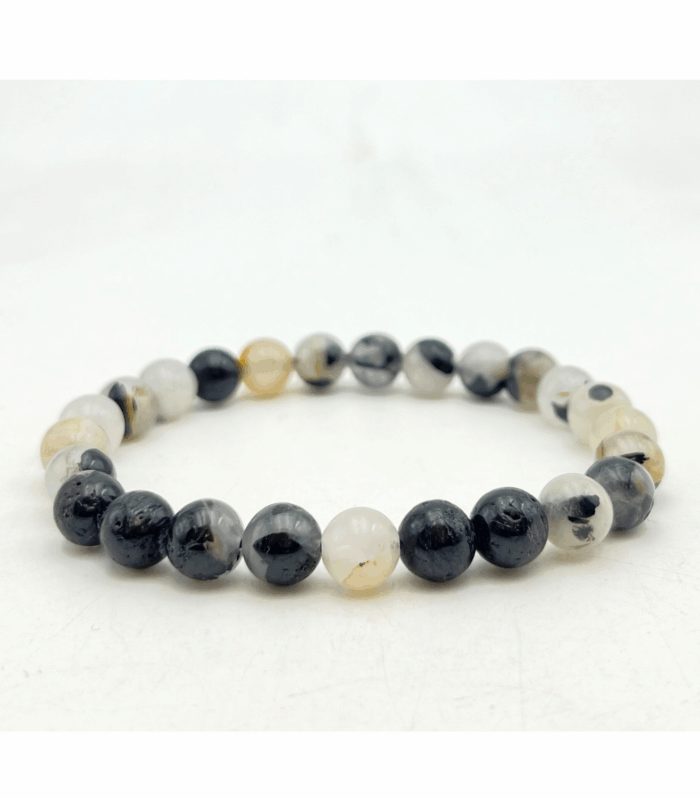 Black Rutile Single Stone Bracelet