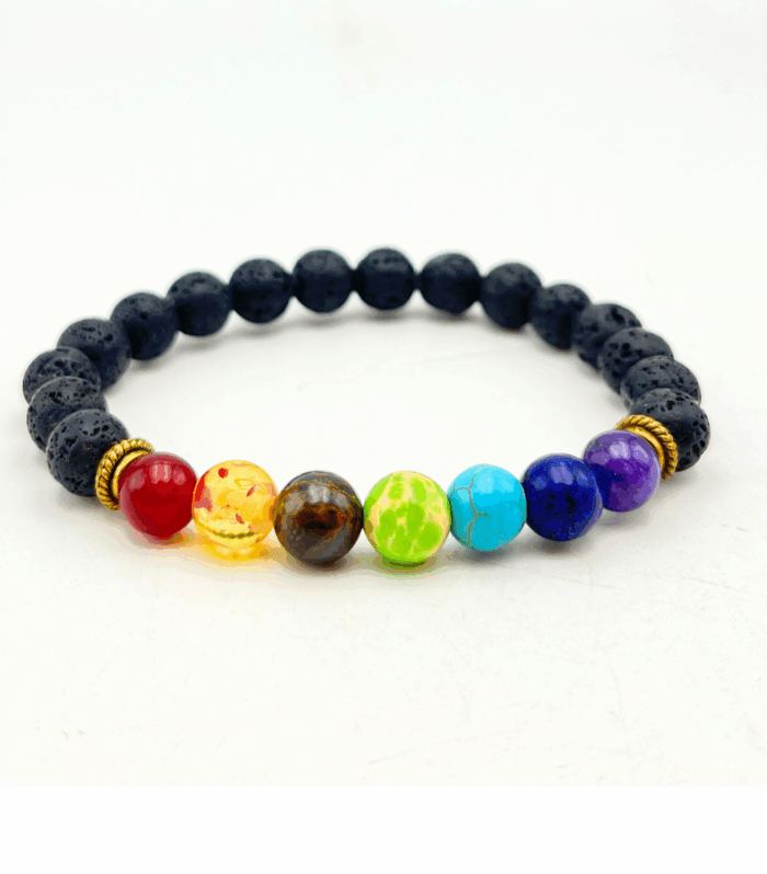 Lava + Seven Chakra Single Stone Bracelet