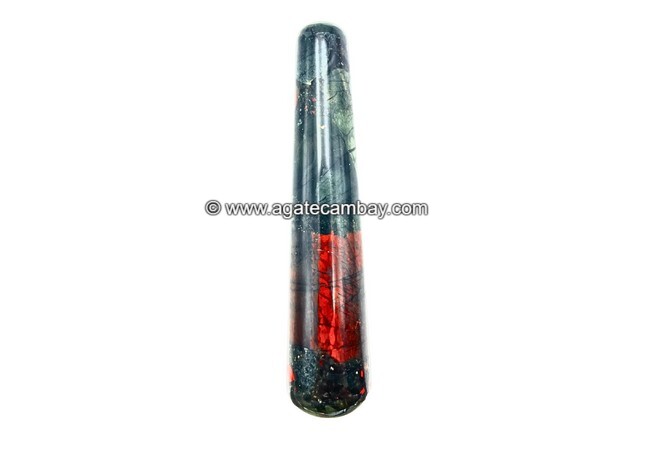 Gemstone Dargon Bloodstone Plain Massage Wand