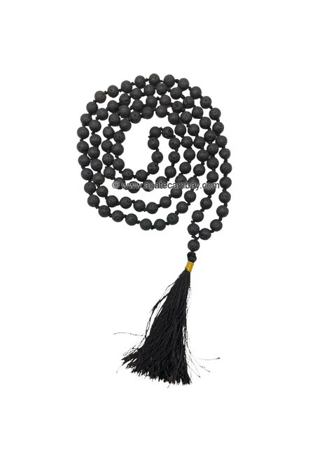 8 mm Lava Japa Mala With Hand Knotted