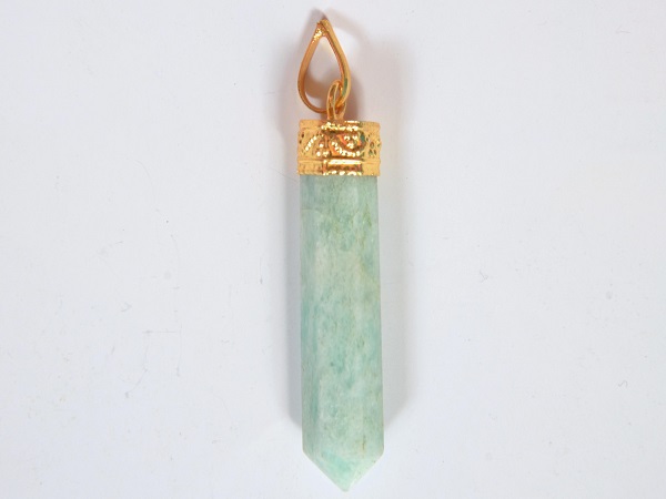 Green Aventurine Pencil Point Pendant With Gold Plated