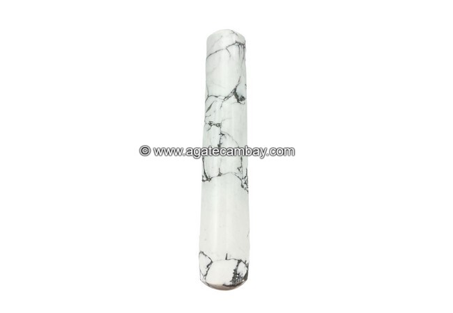 Gemstone Howlite Plain Massage Wand