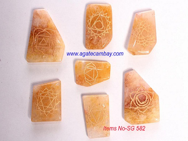 Golden Quartz Chakra Engrave Set