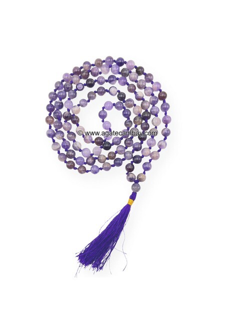 8 mm Amethyst Japa Mala With Hand Knotted