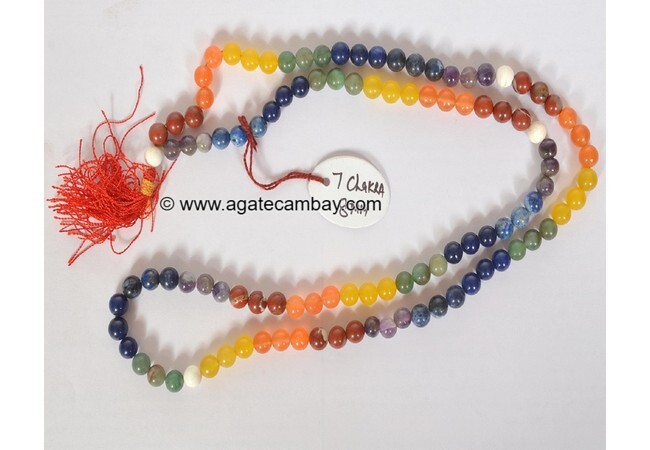 8 mm Seven Chakra Japa Mala Without Knotted