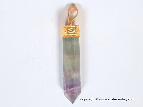 Fluorite Pencil Point Pendant With Gold Plated