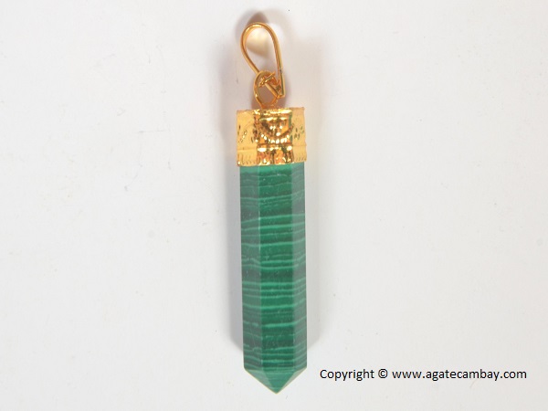 Malachite Pencil Point Pendant With Gold Plated