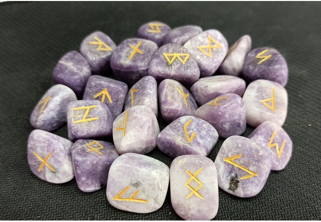 Lepidolite Rune Set
