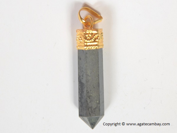Hematite Pencil Point Pendant With Gold Plated