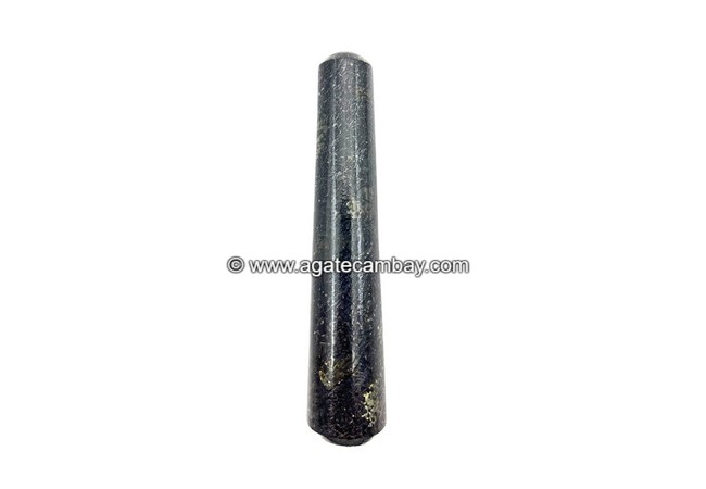 Gemstone Nuummite Plain Massage Wand