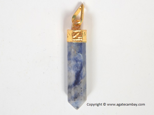 Sodalite Pencil Point Pendant With Gold Plated