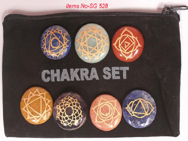 Engrave Chakra Disc Set with Black Velvet Purse