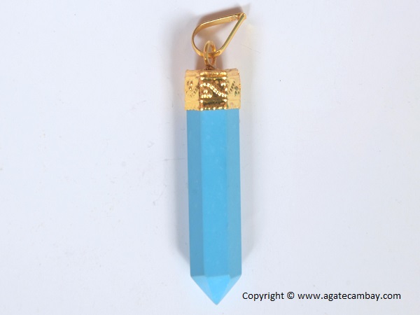 Turquoise Pencil Point Pendant With Gold Plated