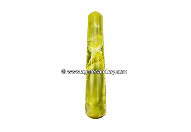 Gemstone Serpentine Plain Massage Wand