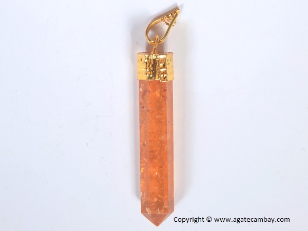 Amber Pencil Point Pendant With Gold Plated