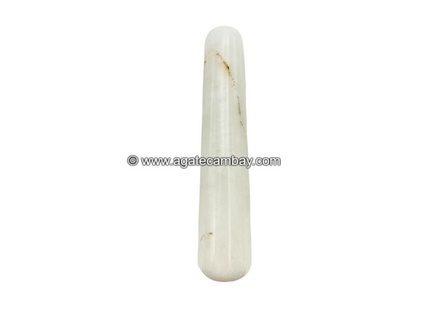 Gemstone Snow Quartz Plain Massage Wand