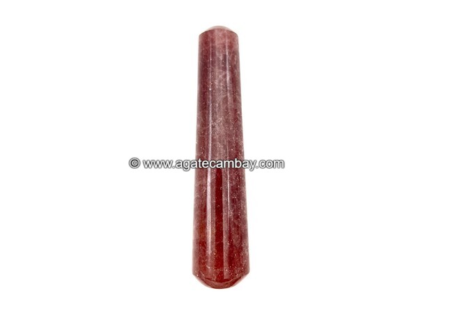 Gemstone Strawberry Quartz Plain Massage Wand