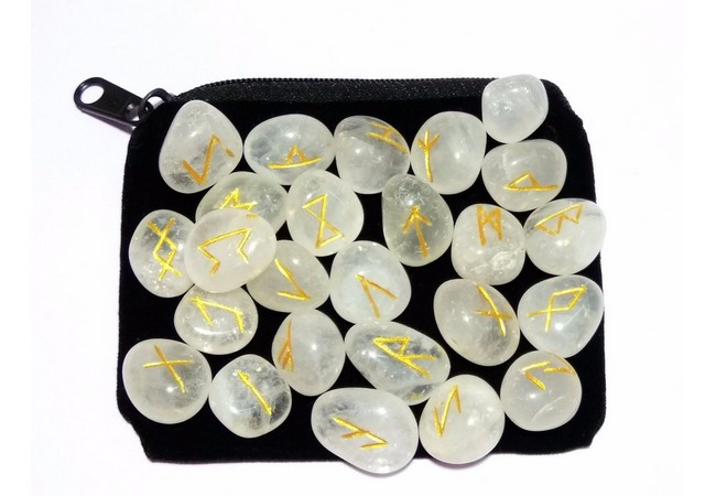 Clear Quartz Rune Set