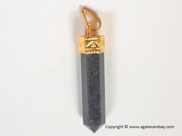 Moss Agate Pencil Point Pendant With Gold Plated