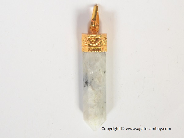 White Rainbow Pencil Point Pendant With Gold Plated