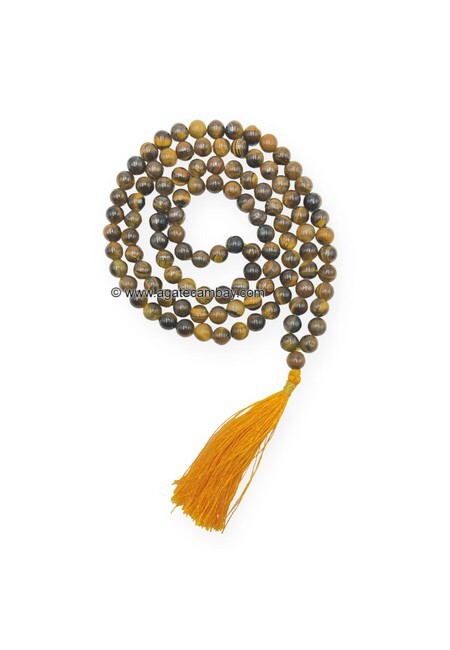 8 mm Tiger Eye Japa Mala Without Knotted