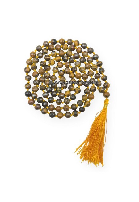 8 mm Tiger Eye Japa Mala With Hand Knotted