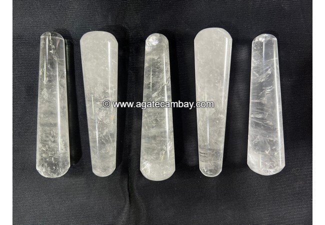 Gemstone Clear Quartz Plain Massage Wand