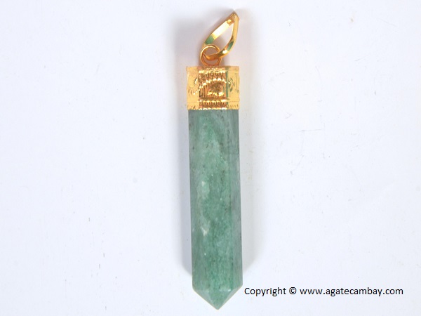 Green Pencil Point Pendant With Gold Plated