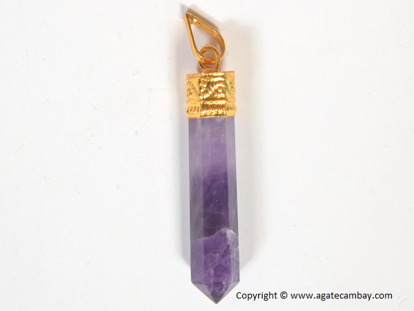 Amethyst Pencil Point Pendant With Gold Plated