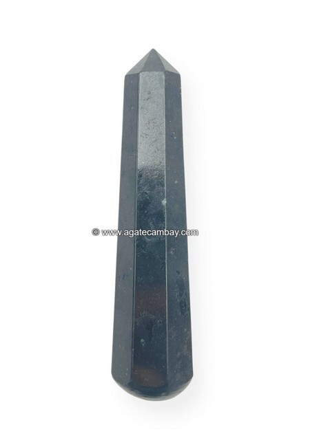 Gemstone Black Tourmaline (Natural) Facet Massage Wand
