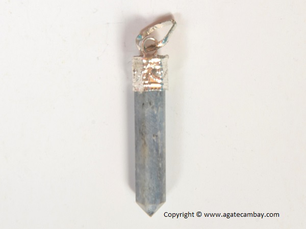 Blue Kyanite Pencil Point Pendant With Silver Plated