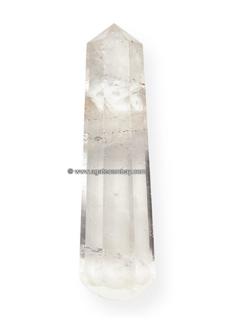 Gemstone Clear Quartz Facet Massage Wand