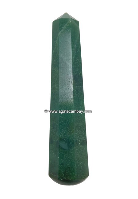Gemstone Green Jade Mica Facet Massage Wand
