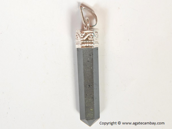 Hematite Pencil Point Pendant With Silver Plated