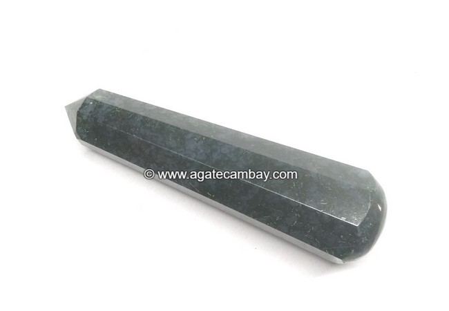 Gemstone Moss Agate Facet Massage Wand