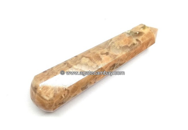 Gemstone Peach Moonstone Facet Massage Wand