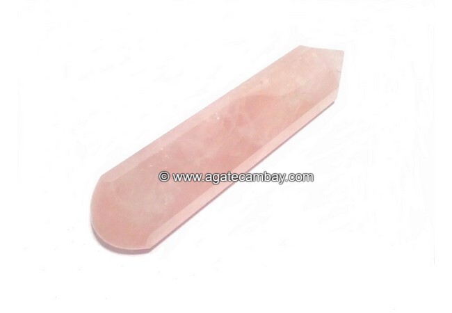 Gemstone Rose Quartz Facet Massage Wand