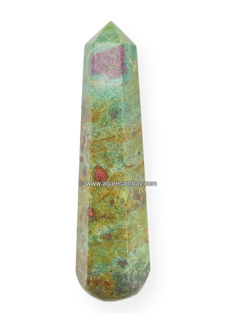 Gemstone Ruby Zoisite Facet Massage Wand