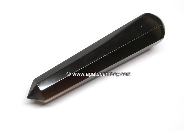 Gemstone Smoky Quartz Facet Massage Wand