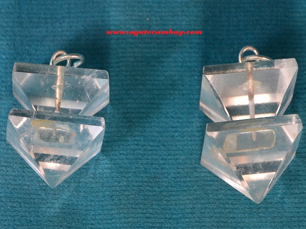 Clear Quartz Two Pyramid Pendants