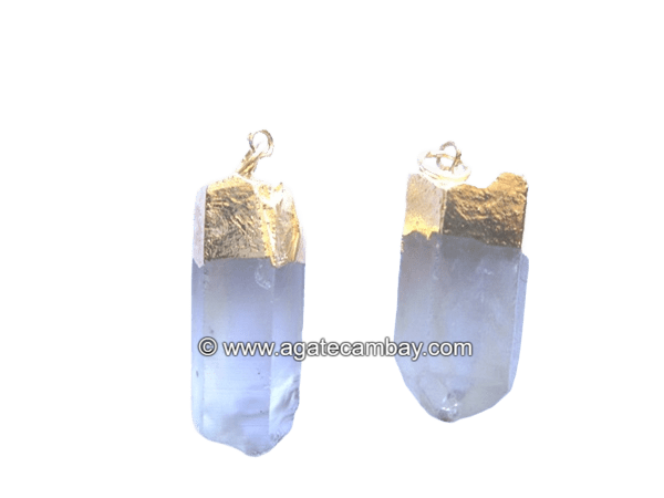 Clear Quartz Electro Plated Pendant