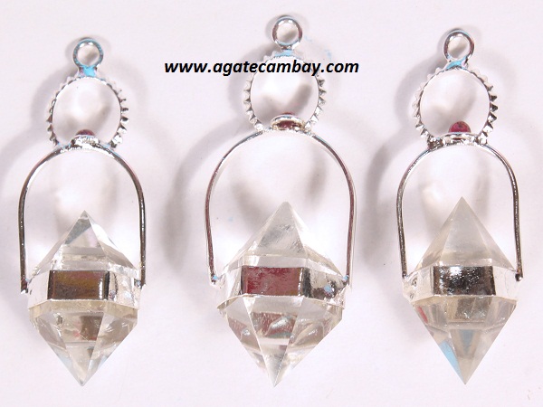 Crystal Quartz Herkimer Pendants with 6 facet