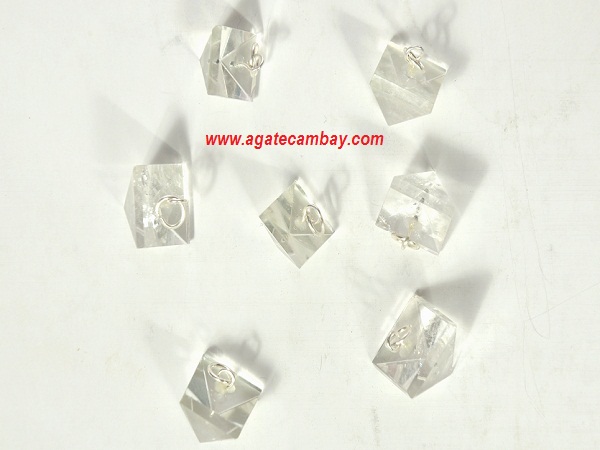 Tiny Crystal Quartz Pyramid Pendant