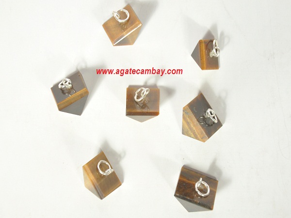 Tiny Tiger Eye Pyramid Pendant