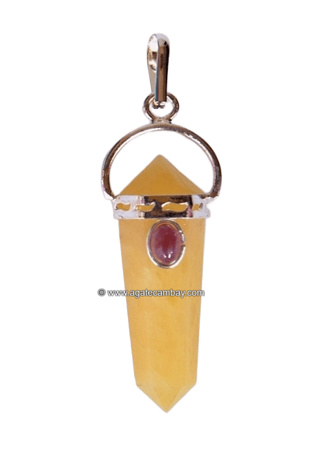 Yellow Aventurine With Garnet  Dpoint Pendant