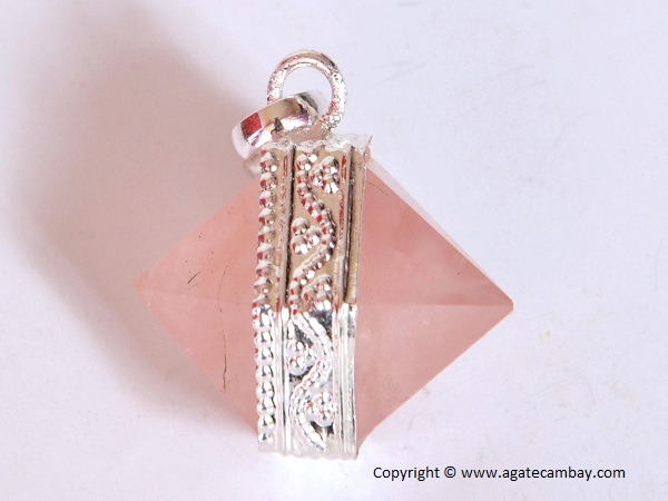 Rose Quartz Silver Platted Herkimer Diamonds Pendant