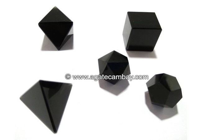 Black Obsidian Sacred Geometry 5 Pieces Sets