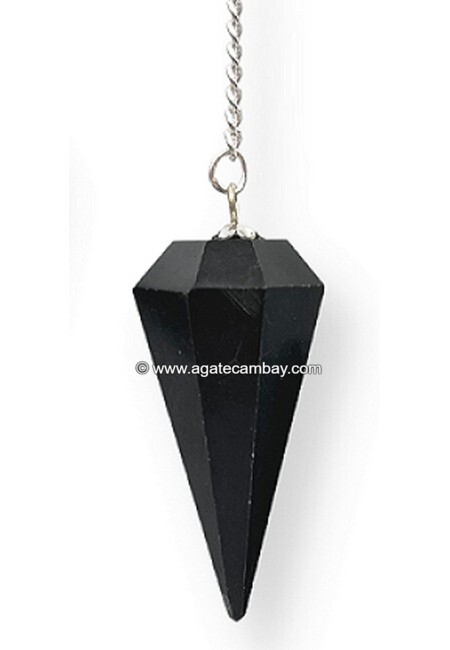 Black Obsidian Facetted Pendulum